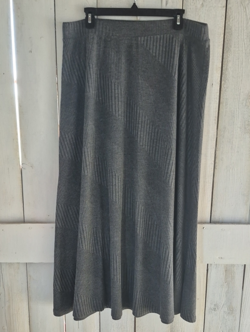 Cato Gray Ribbed Maxi Skirt